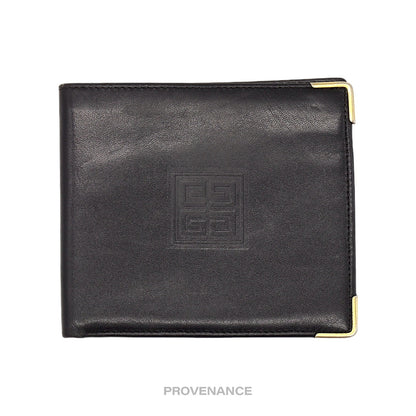 🔴 Givenchy 4CC Logo Bifold Wallet - Black Leather