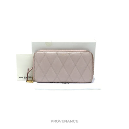 🔴 Givenchy Zip Long Wallet - Blush Quilted Leather Gold