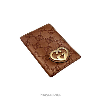 🔴 Gucci GG Heart Pocket Organizer Card Wallet - Bronze
