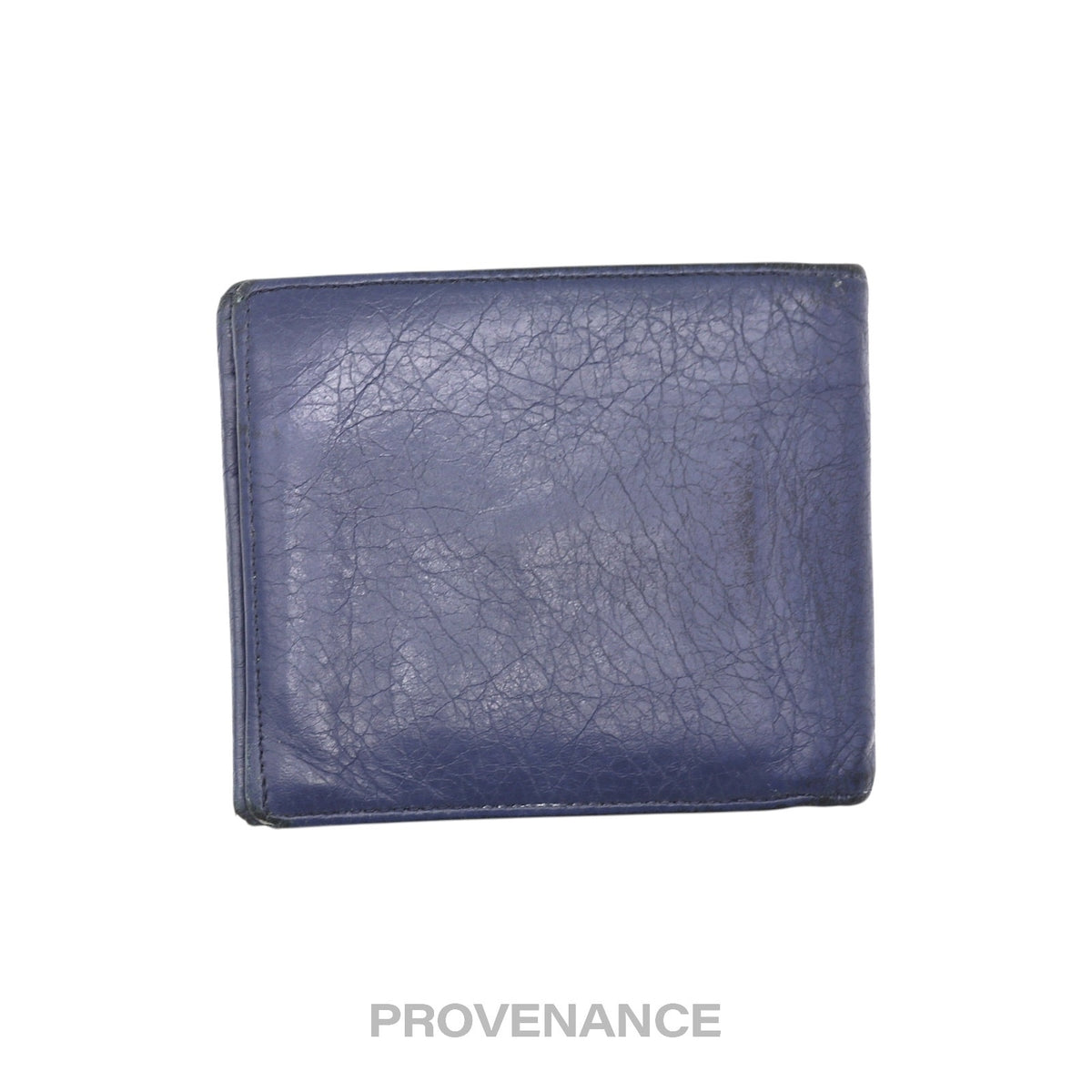 🔴 Balenciaga Screw Stud Bifold Wallet - Navy Blue Lambskin