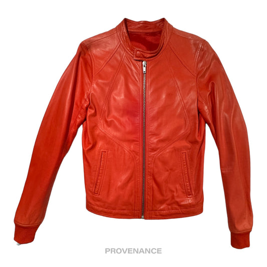 🔴 Rick Owens Walrus Intarsia Leather Jacket - 50 Red