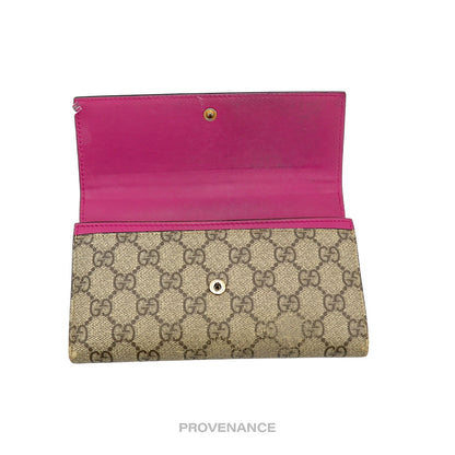 🔴 Gucci Snap Long Wallet - GG Supreme Red Pink