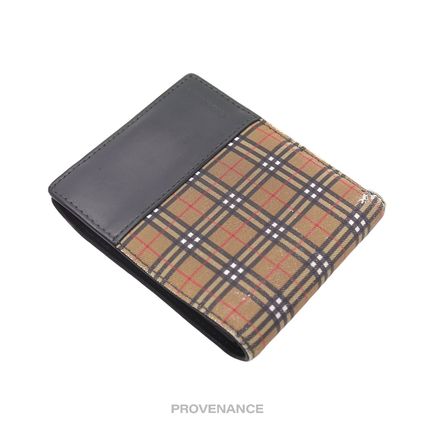 🔴 Burberry Bifold Wallet - Micro Nova Check Grey Leather