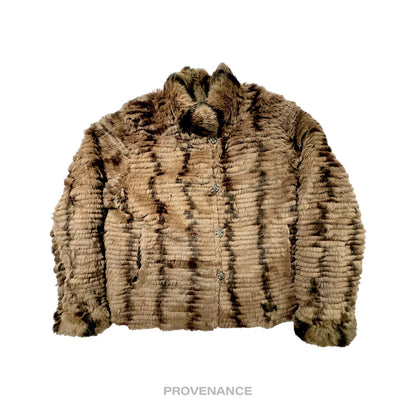 🔴 Balmain Reversible Rabbit Fur Jacket - Olive/Brown M W12