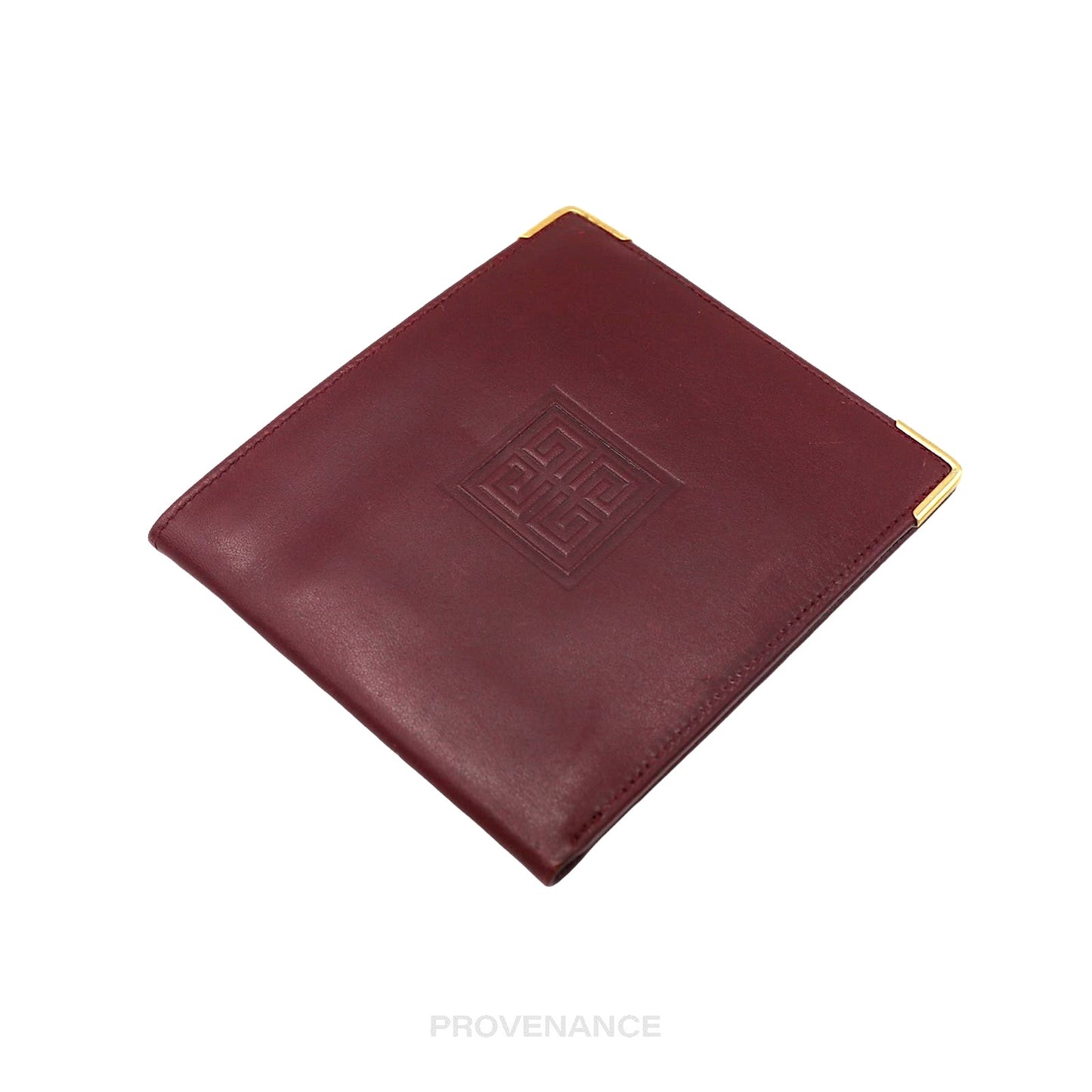 🔴 Givenchy Logo Bifold Wallet - Burgundy Leather