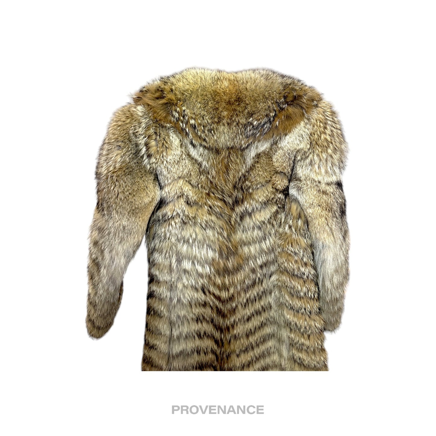 🔴 Coyote Full-Length Fur Coat - Brown Herringbone