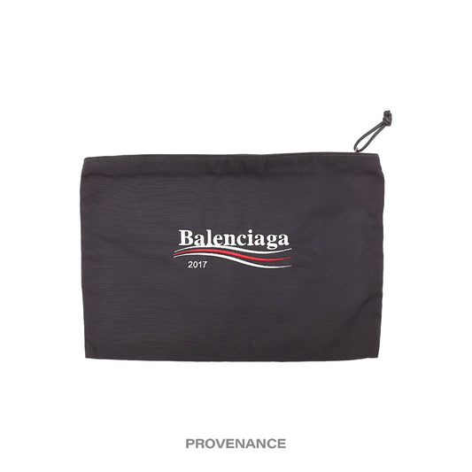 🔴 Balenciaga Campaign Logo Zip Clutch Bag - Black