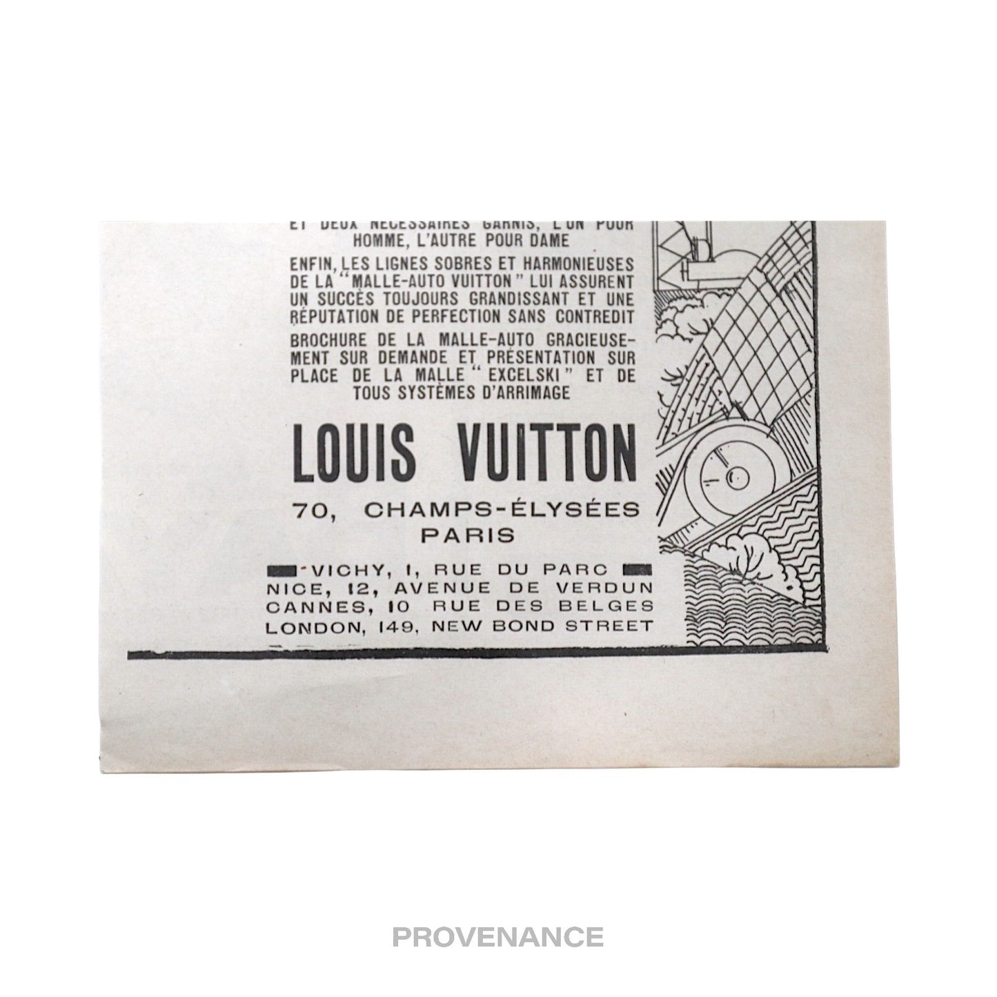 🔴 Louis Vuitton Antique Vintage Newsprint Ad - MALLE-AUTO