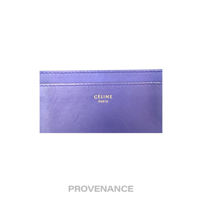🔴 Celine Logo Card Holder Wallet - Two-Tone Blue Tan