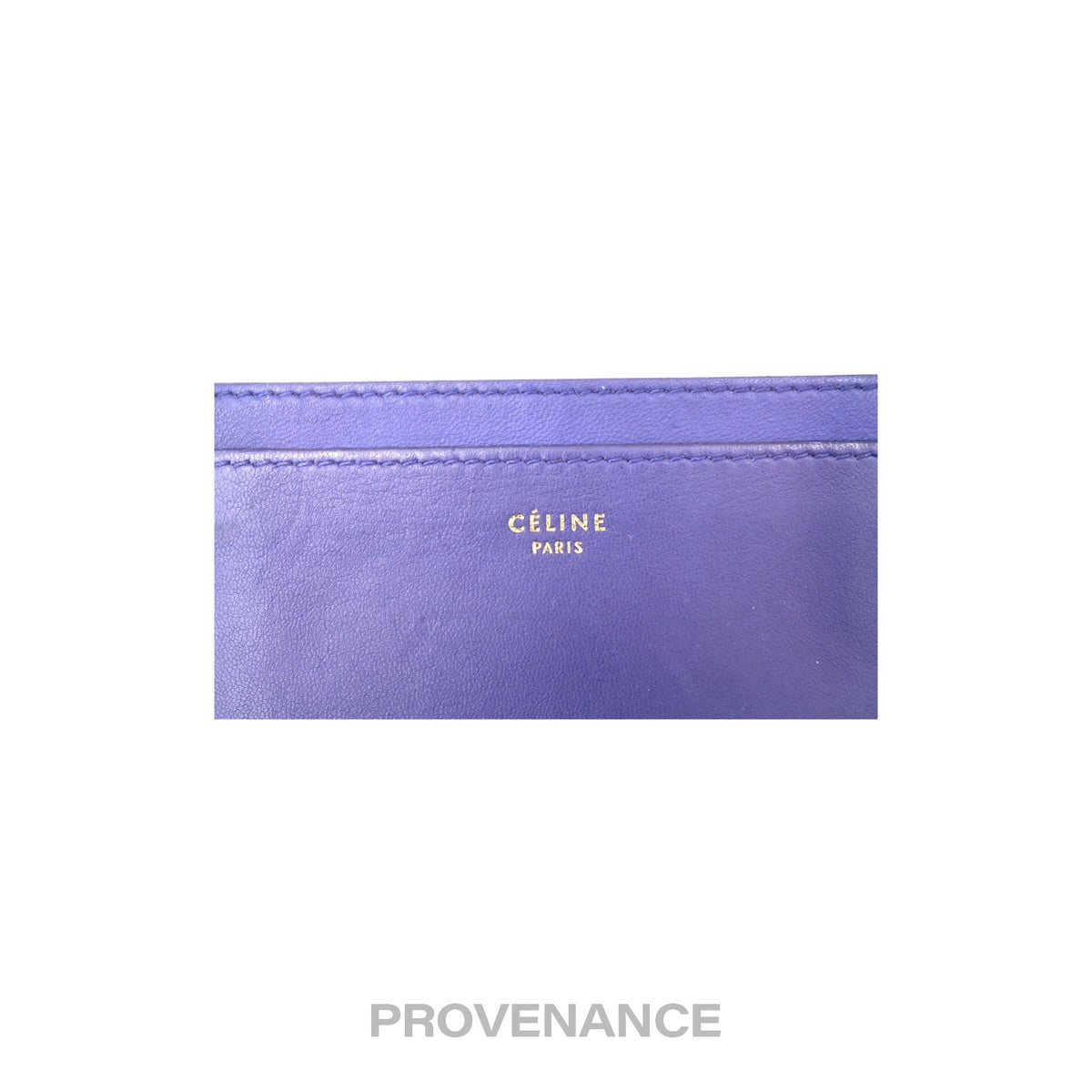 🔴 Celine Logo Card Holder Wallet - Two-Tone Blue Tan