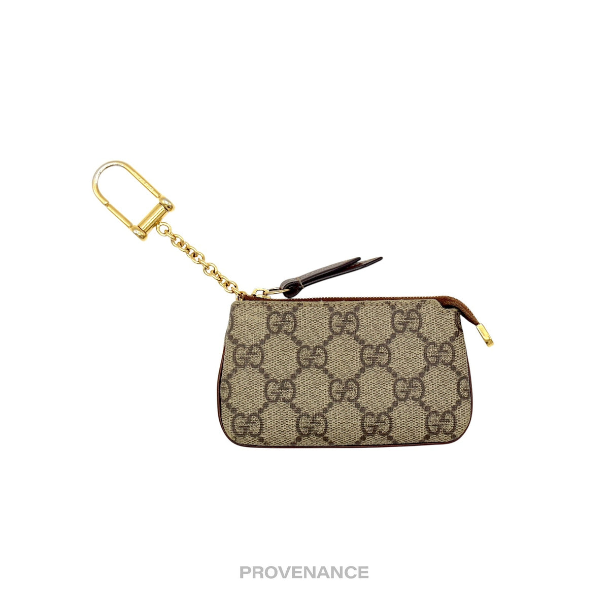 🔴 Gucci Key Pouch Cles - GG Supreme Brown