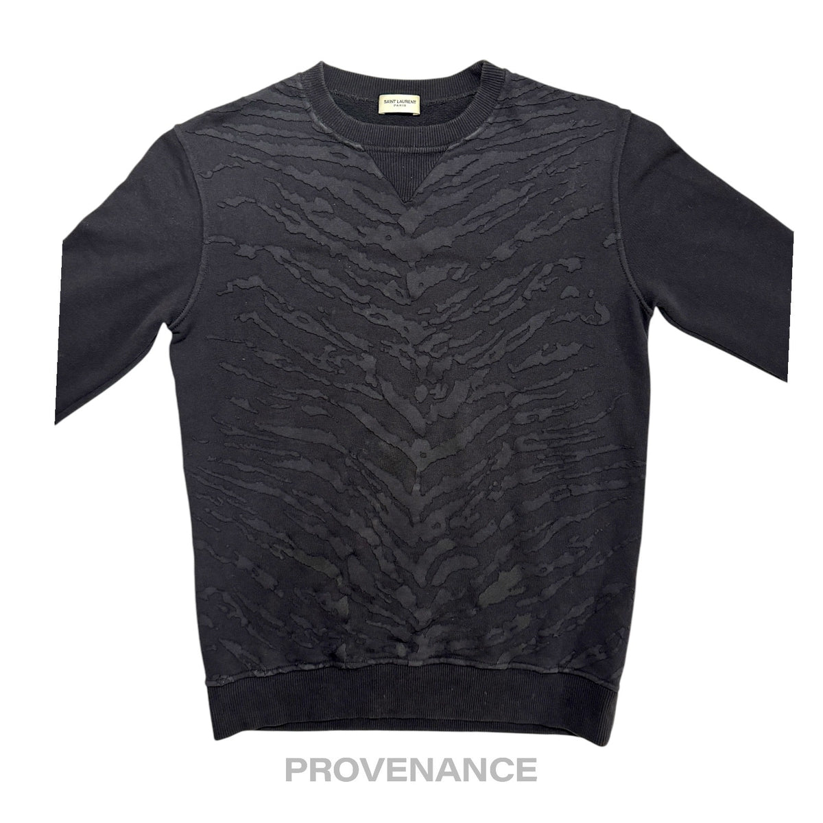 🔴  Saint Laurent Paris SLP Crewneck- Black Tiger Stripe