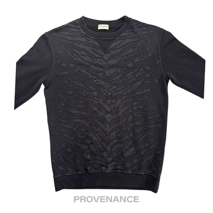 🔴  Saint Laurent Paris SLP Crewneck- Black Tiger Stripe