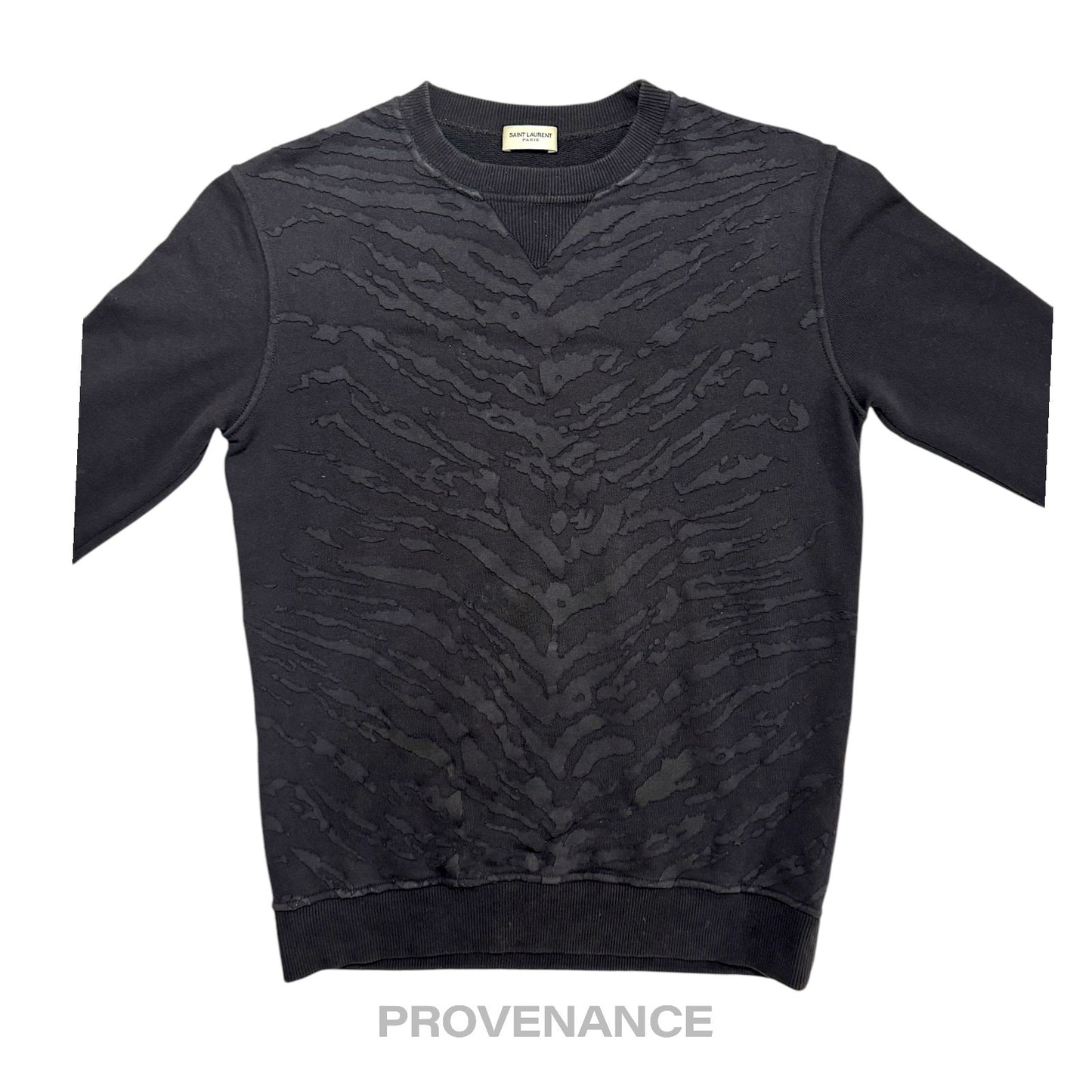 🔴  Saint Laurent Paris SLP Crewneck- Black Tiger Stripe