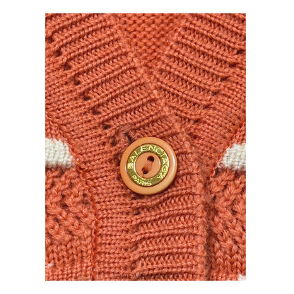 🔴 Balenciaga BB Logo Wool Sweater Vest - Orange/White L