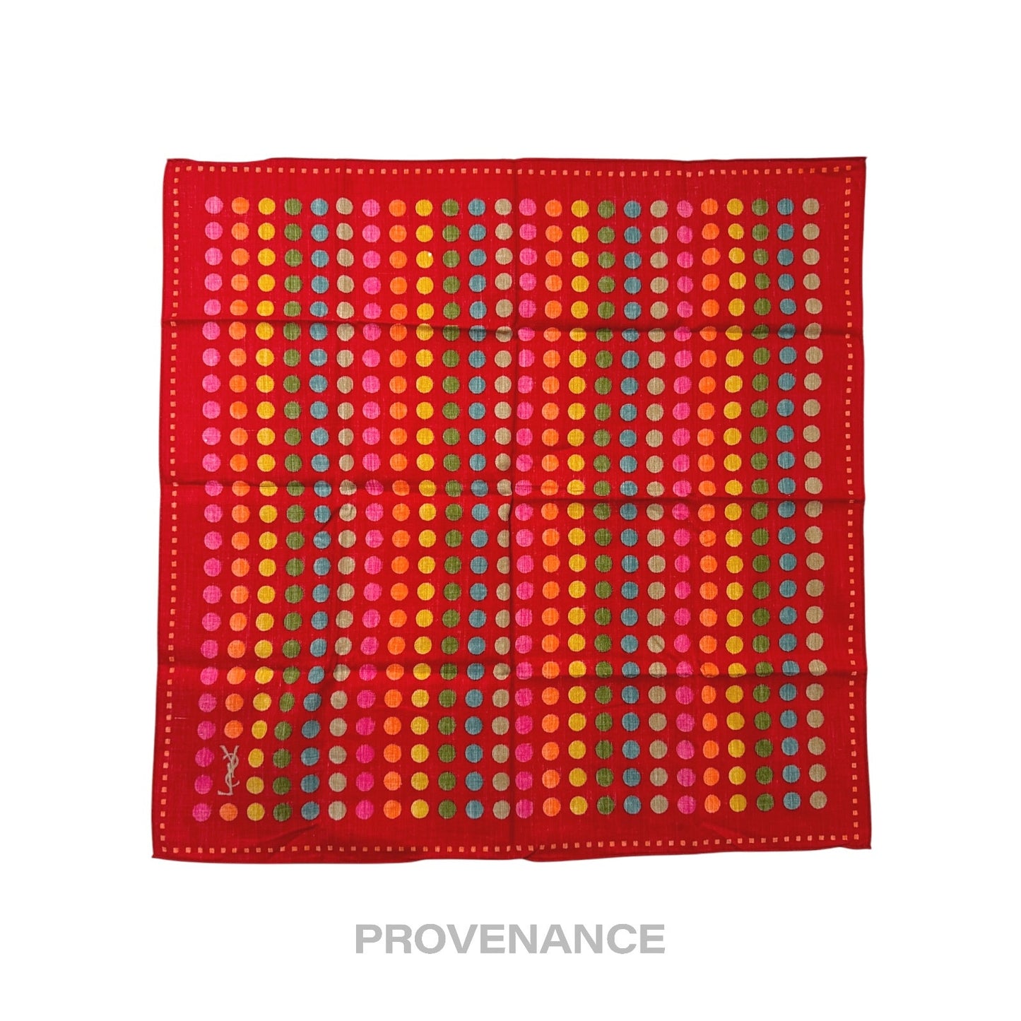 🔴 Yves Saint Laurent YSL Handkerchief Scarf 50 - Red Dot