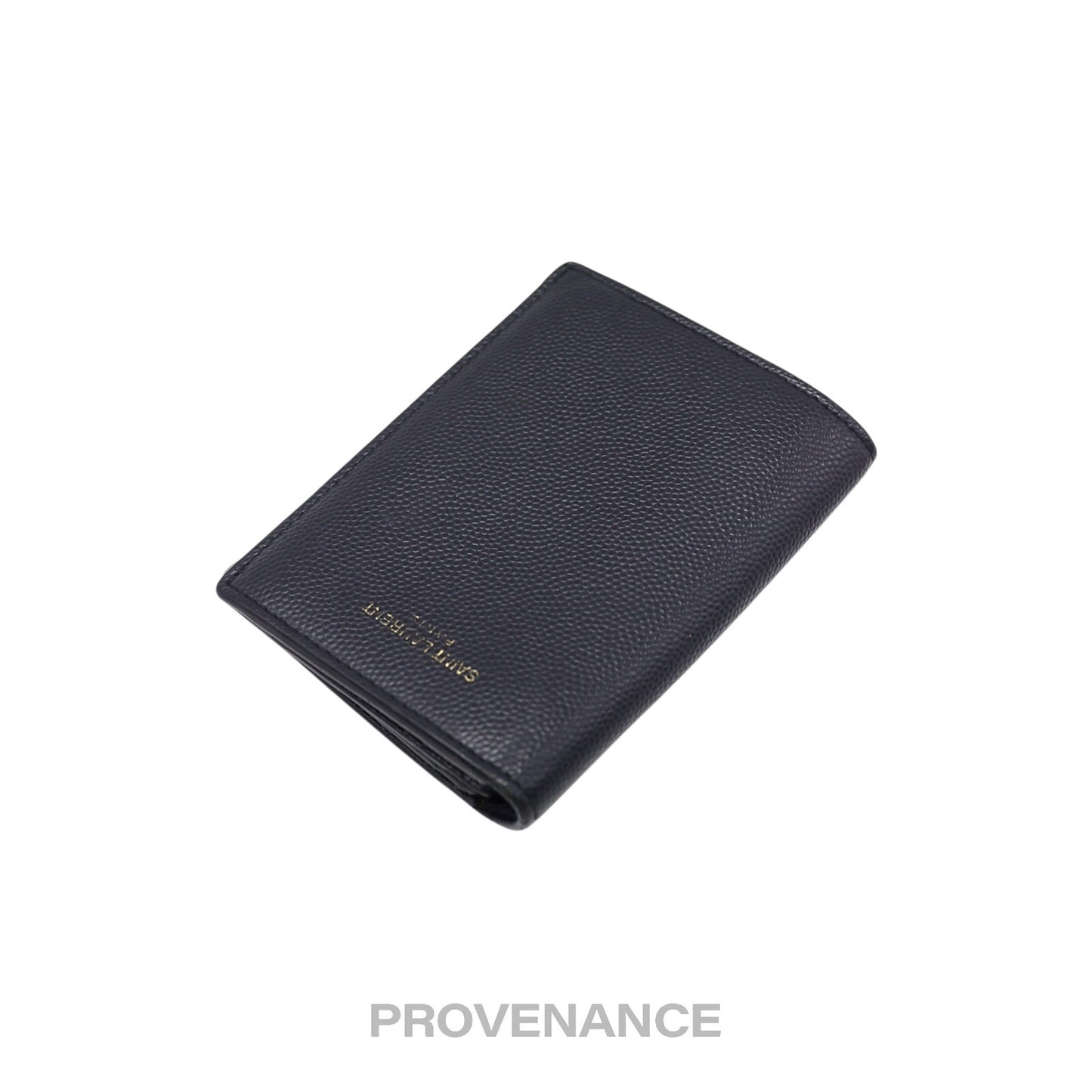 🔴 Saint Laurent Paris SLP Pocket Card Wallet - Navy Leather