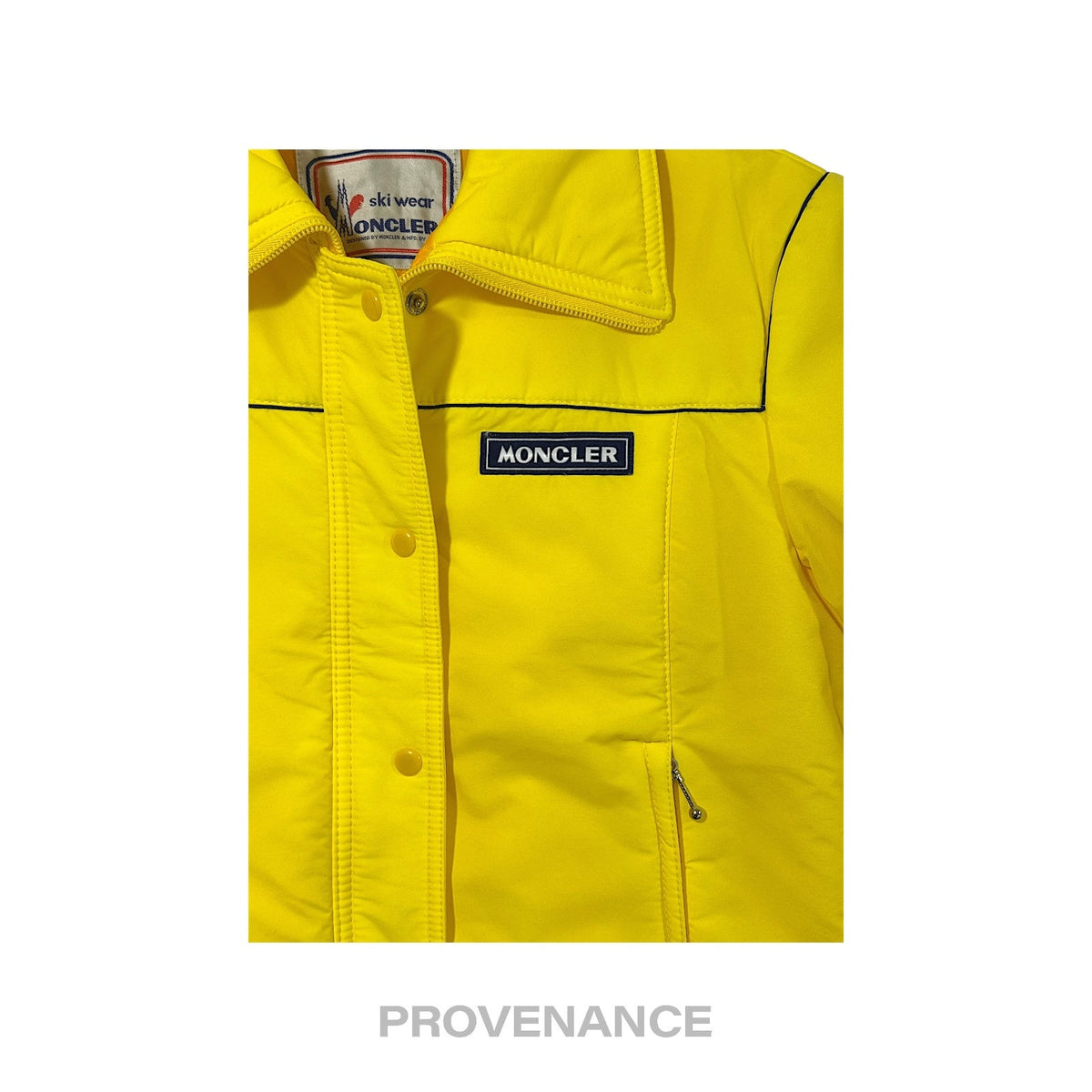 🔴 Moncler Logo Light Ski Jacket Coat - Yellow L Hood