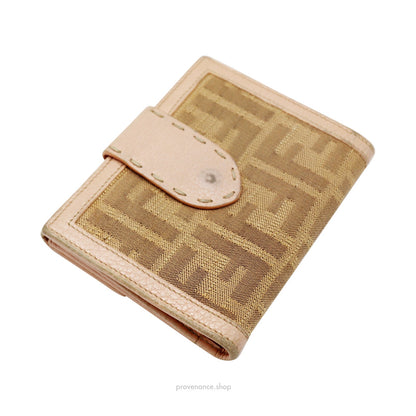 🔴 Fendi Compact Trifold Wallet - Pink Zucca FF