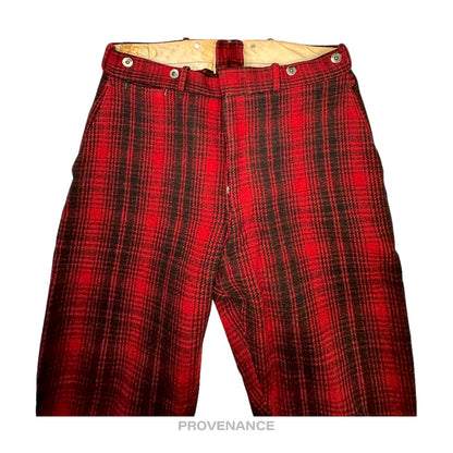 🔴 Woolrich Wool Hunting Pants Knickers - Red/Black Plaid 34