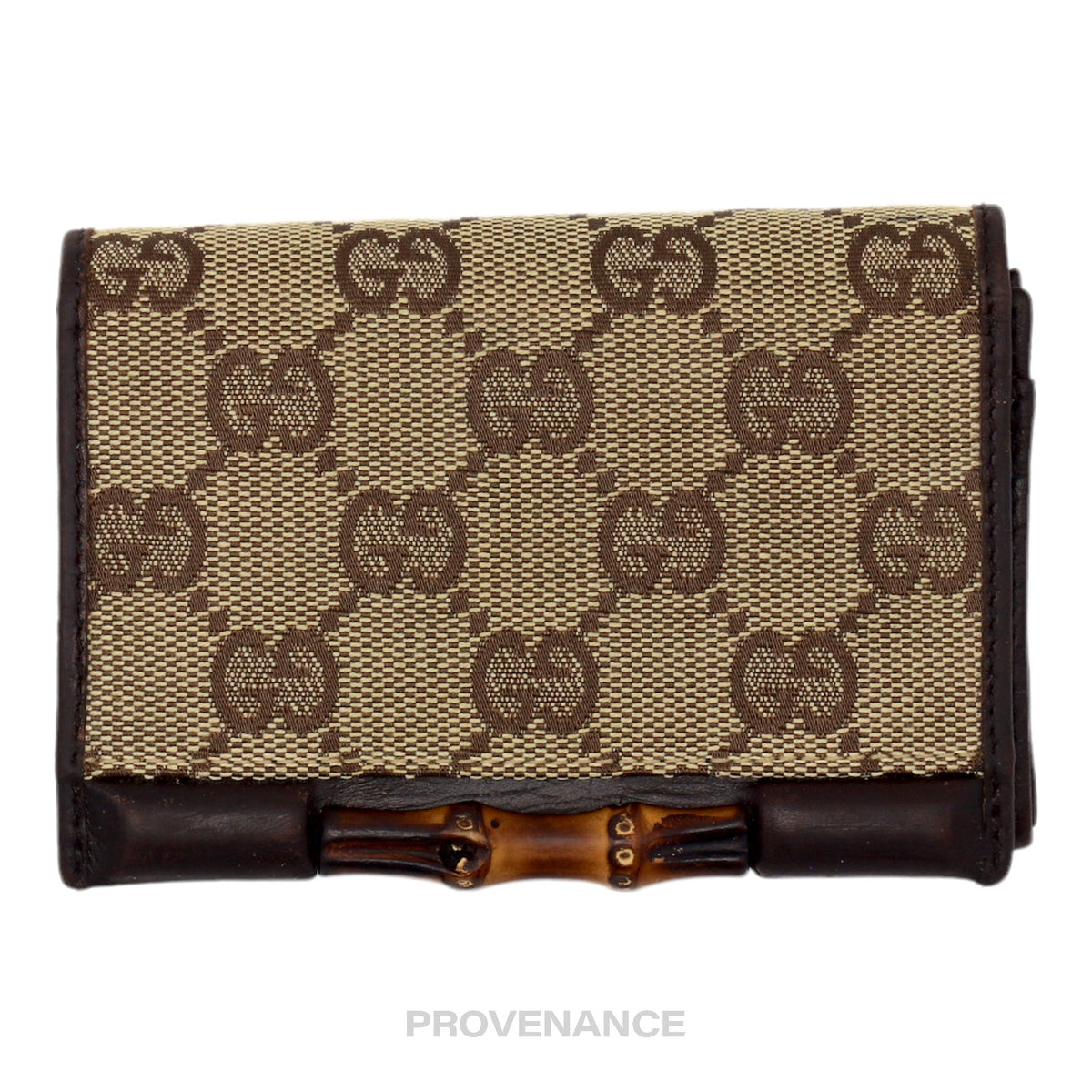 🔴 Gucci Bamboo Card Wallet - GG Canvas Brown