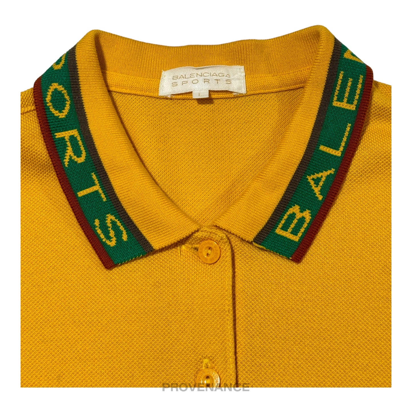 🔴 Balenciaga Sports Pique Polo Shirt - Yellow Embroidered