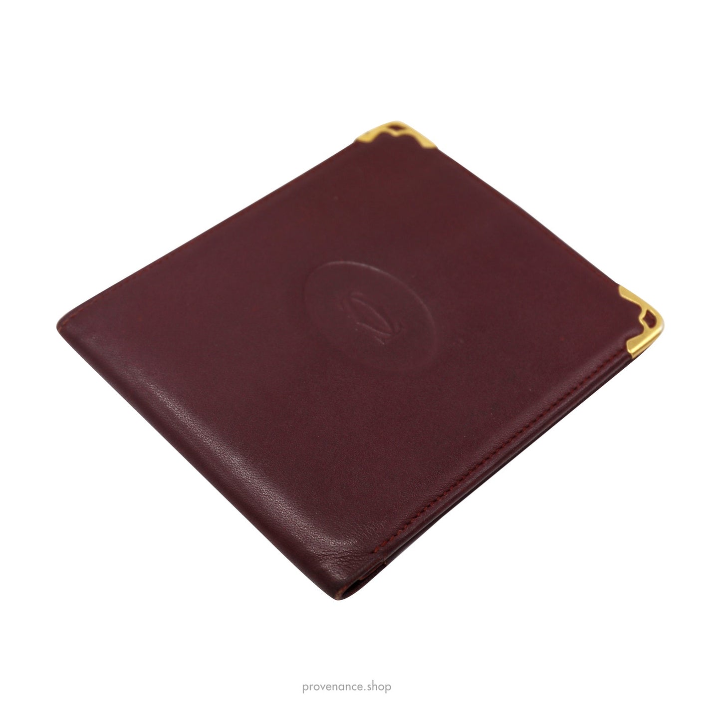 🔴 Cartier Bifold Wallet - Burgundy Calfskin Leather