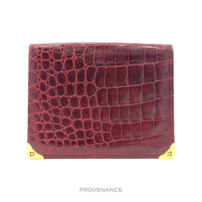 🔴 Givenchy Pocket Organizer Wallet - Burgundy Crocodile