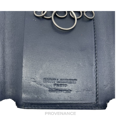 🔴 Saint Laurent Paris SLP Key Card Wallet - Navy Calfskin Leather