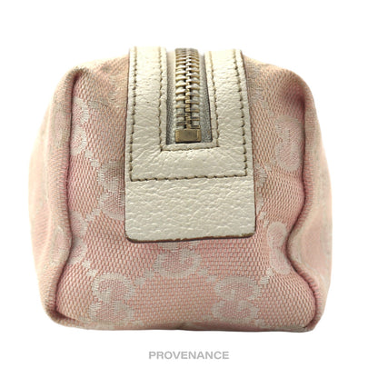 🔴 Gucci Cosmetic Pouch - Powder Pink GG Canvas Heart