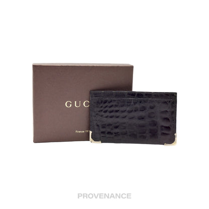 🔴 Gucci Card Holder Wallet - Crocodile Leather