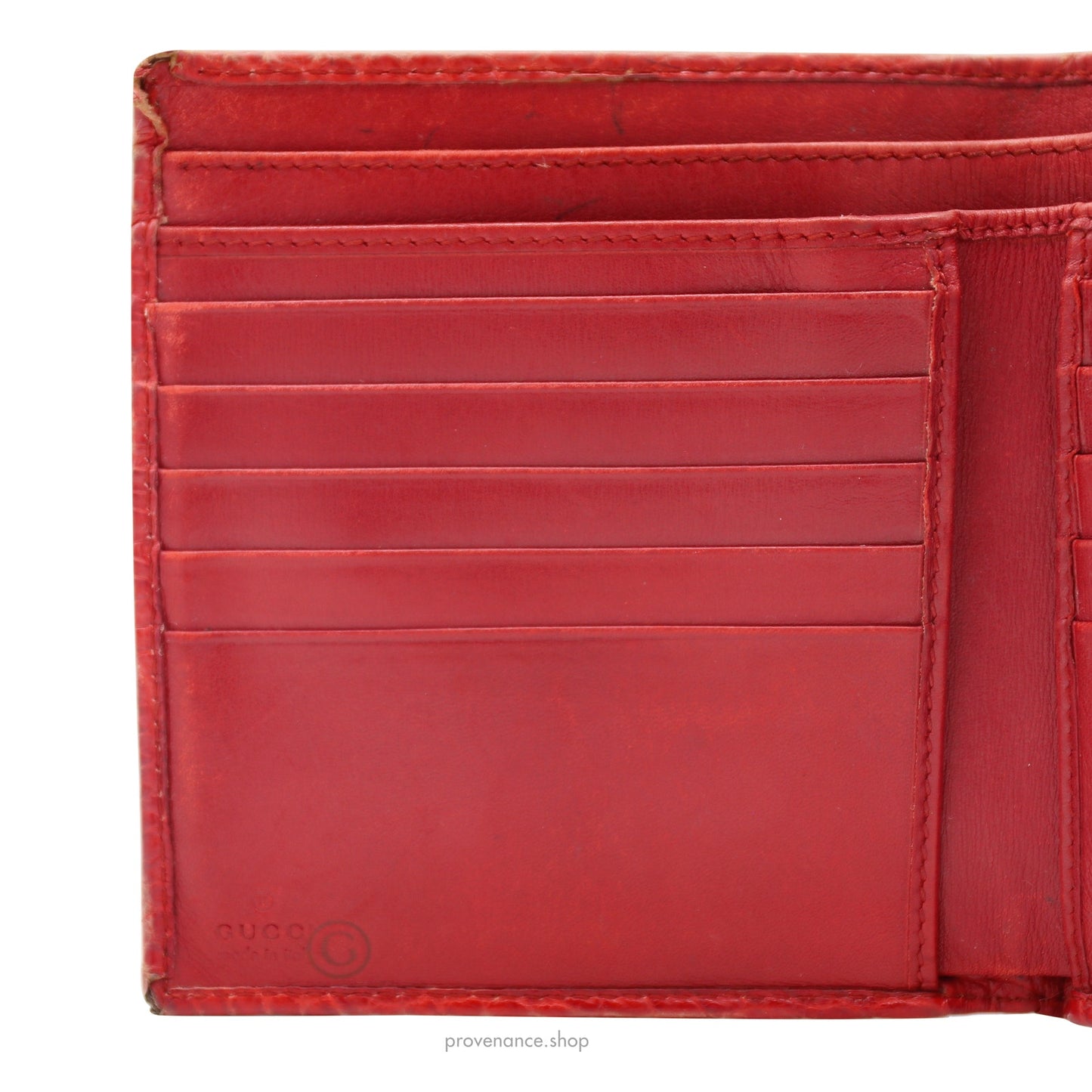 🔴 Gucci Bamboo Trifold Wallet - Red Crocodile Leather