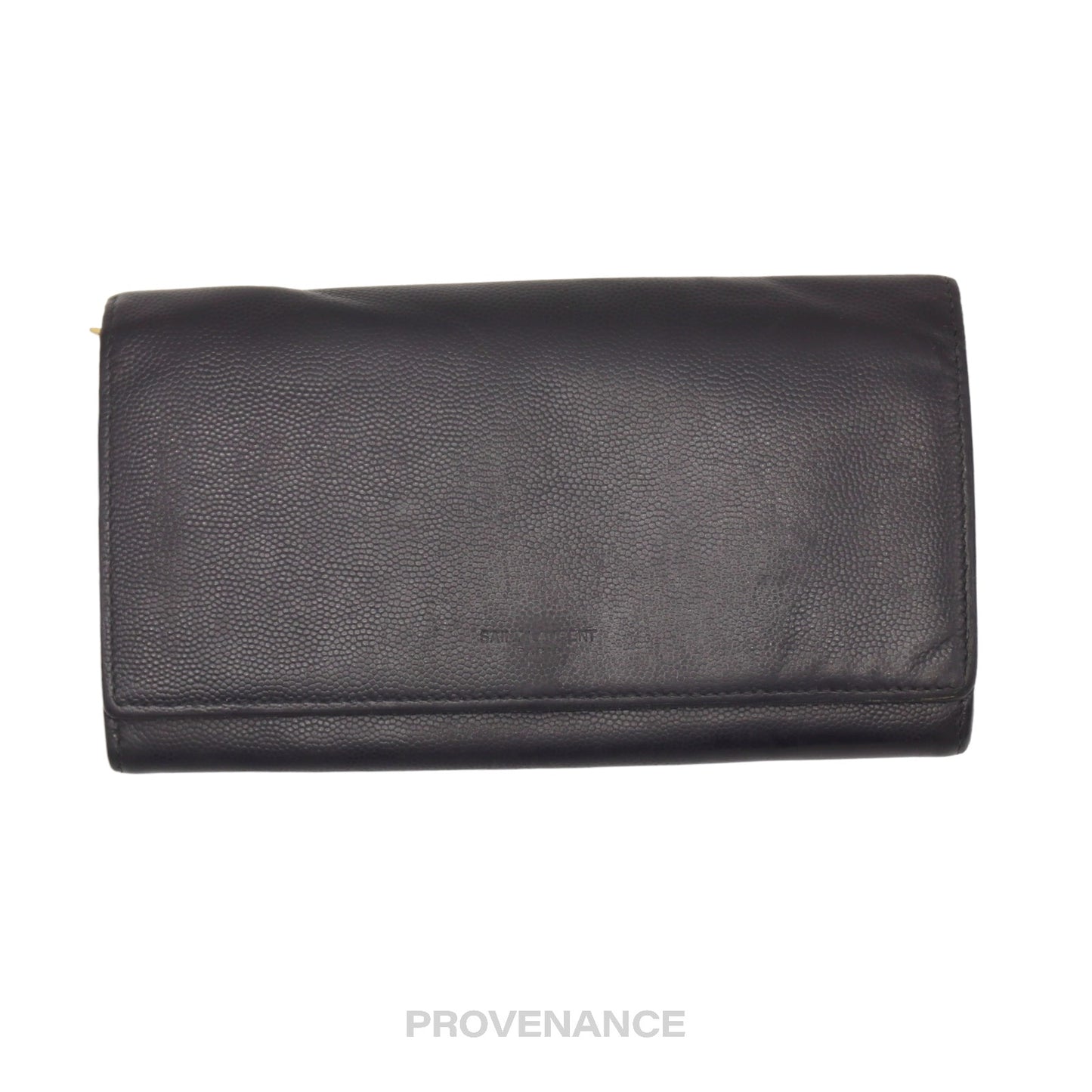 🔴 Saint Laurent Paris SLP Long Pebbled Wallet - Black