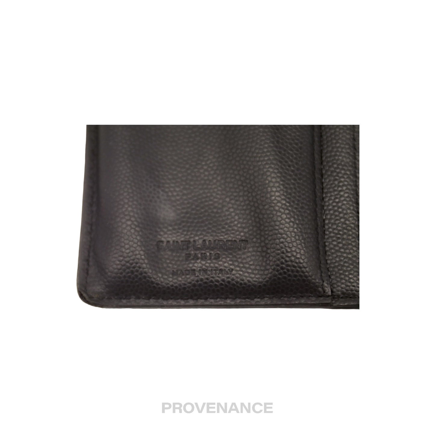 🔴 Saint Laurent Paris SLP Long Wallet - Charcoal Pebbled Leather