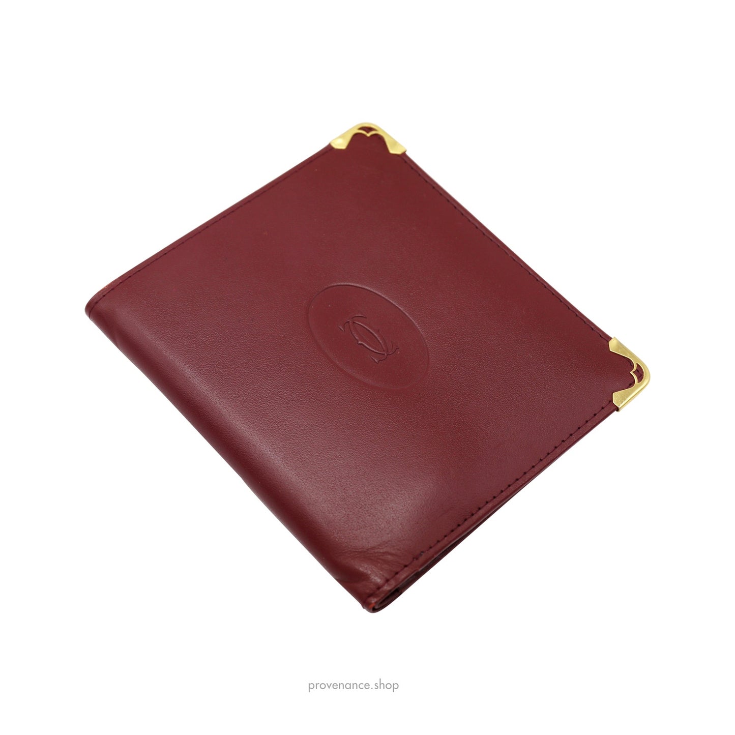 🔴 Cartier Bifold Wallet - Burgundy Calfskin Leather