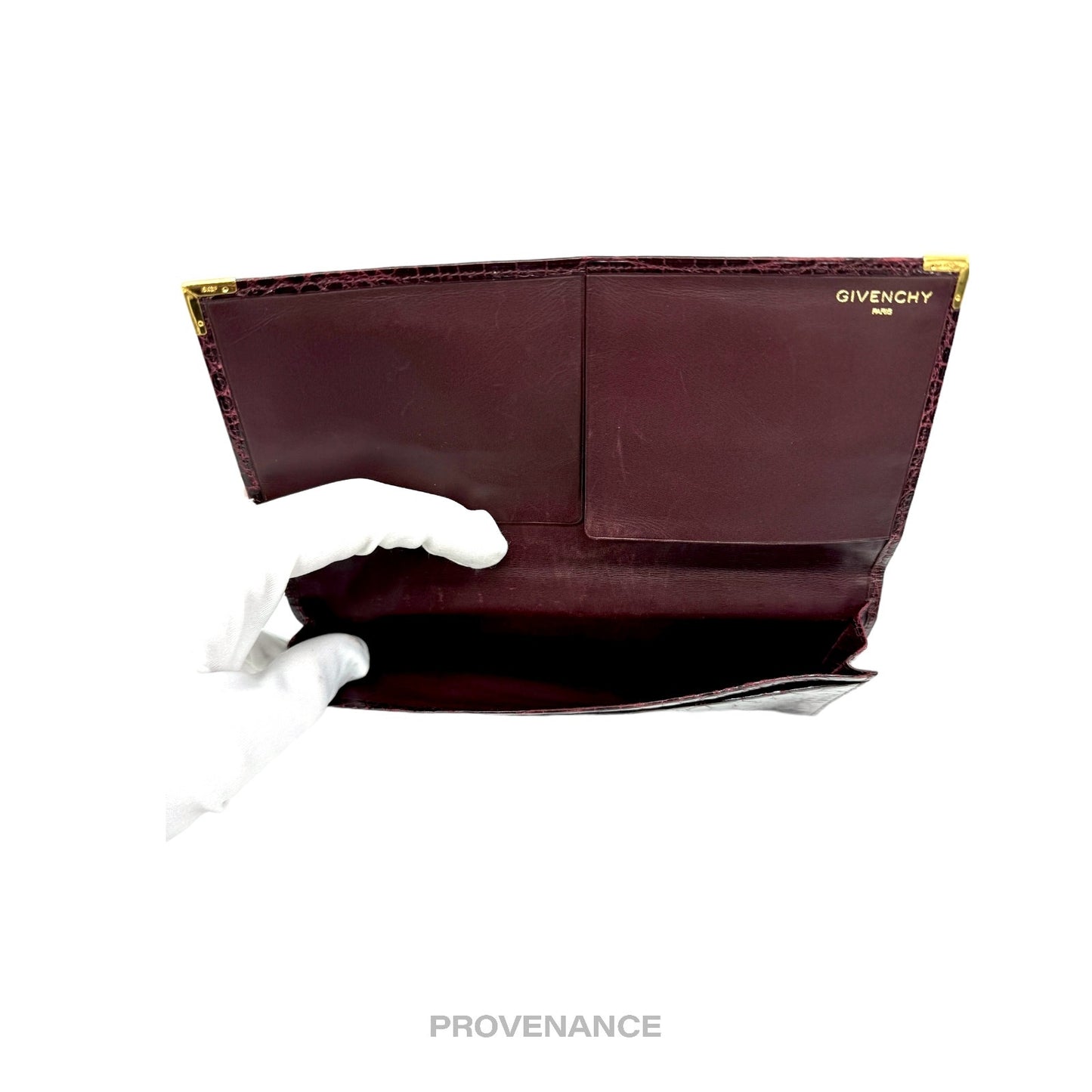 🔴 Givenchy Long Wallet - Burgundy Crocodile Leather