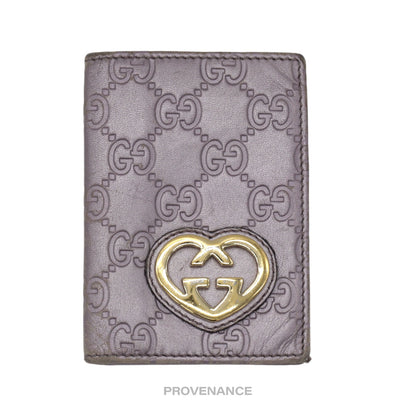 🔴 Gucci Heart Pocket Organizer Wallet - Metallic Lavender