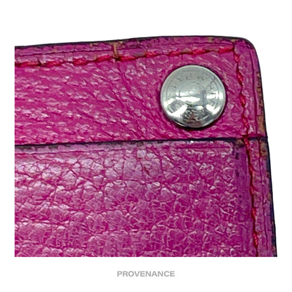 🔴 Hermes Sellier Card Holder Wallet - Pink Leather