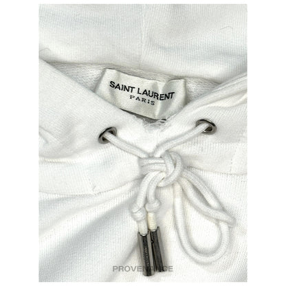 🔴  Saint Laurent Paris SLP Logo Hoodie - White