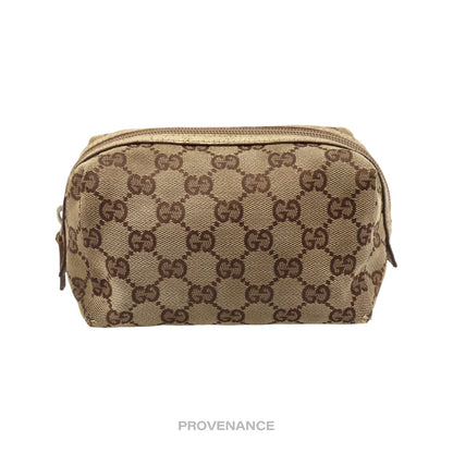 🔴 Gucci GG Canvas Zip Pouch - Brown  Ivory