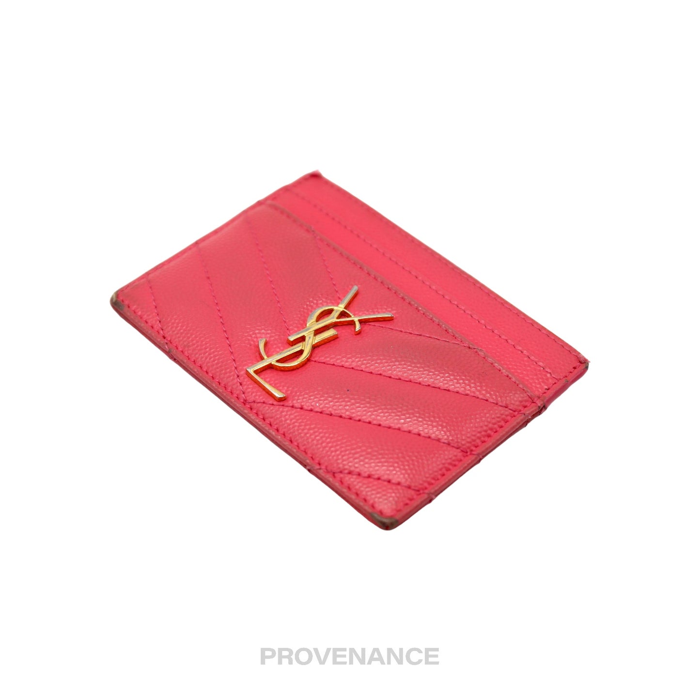 🔴 Saint Laurent Paris SLP YSL Cardholder Wallet - Pink Leather