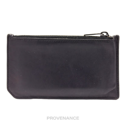 🔴 SLP Fragment Zip Card Holder Wallet - Black Leather