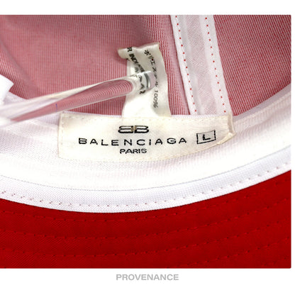 🔴 Balenciaga BB Logo Embroidered Bucket Hat - Red