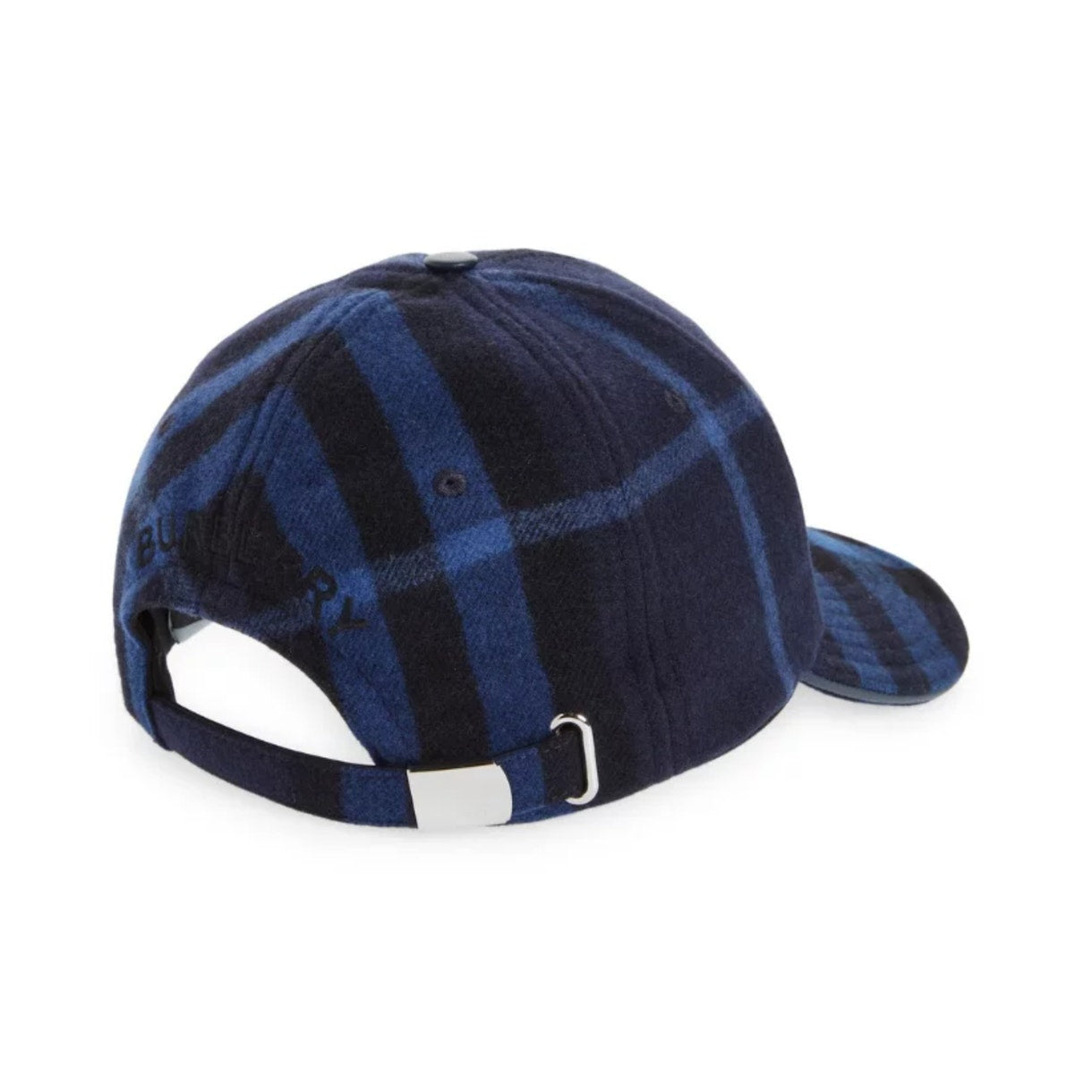 🔴 Burberry Wool Check Baseball Cap - Ink Blue Black - XS