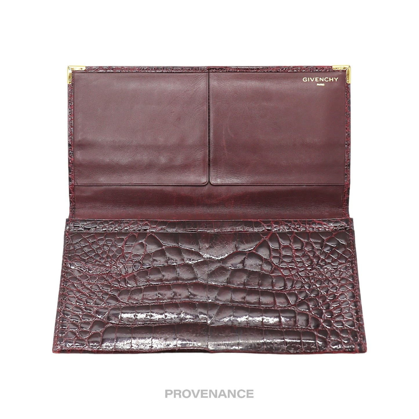 🔴 Givenchy Long Wallet - Burgundy Crocodile Leather