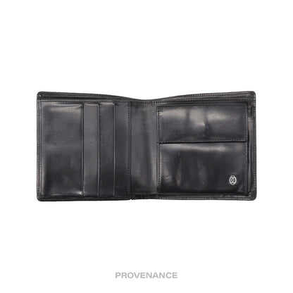 🔴 Cartier Logo Bifold Wallet - Black Leather