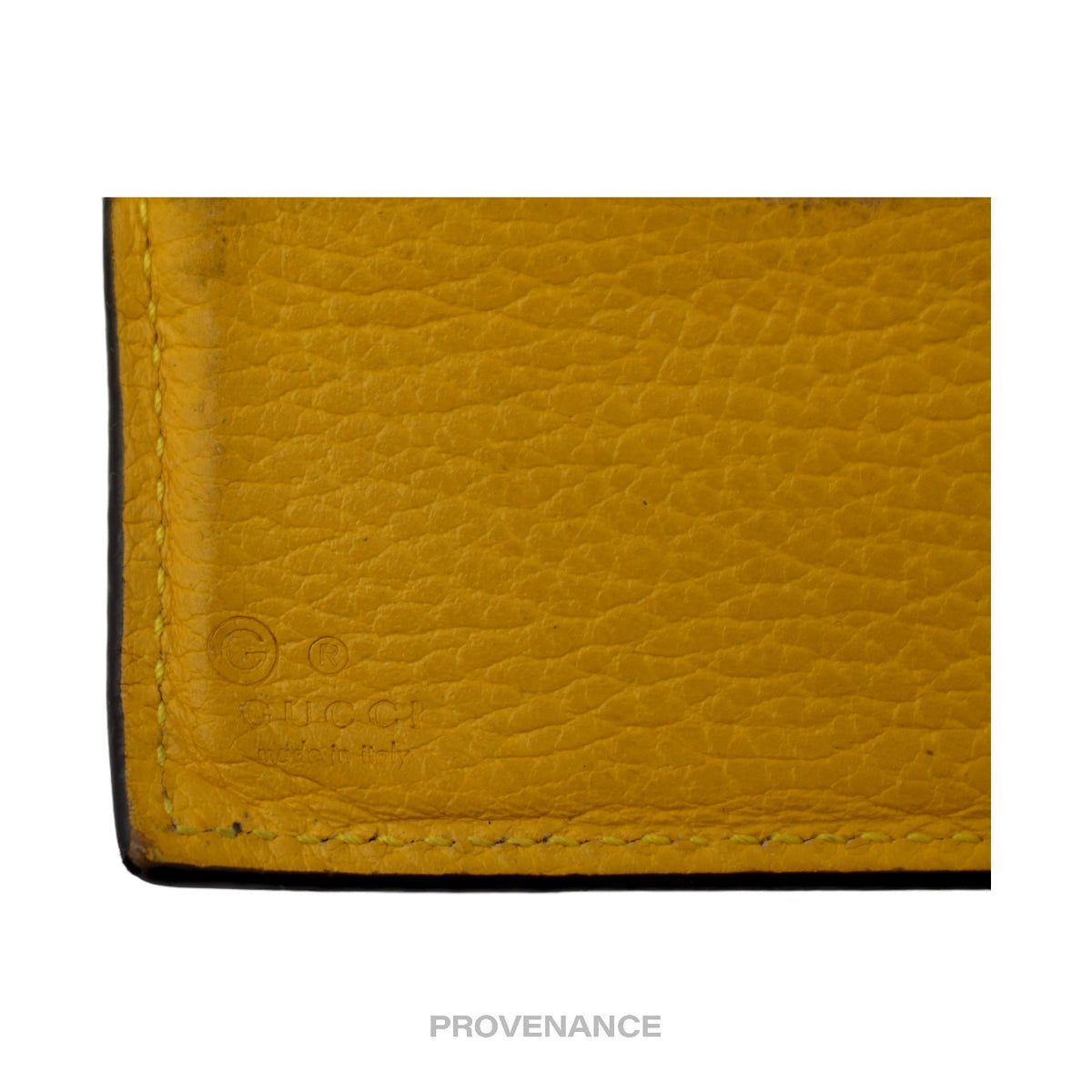 🔴 Gucci GG Logo Bifold Wallet - Black/Yellow Leather