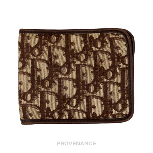 🔴 Dior Oblique Trotter Bifold Wallet - Brown Jacquard