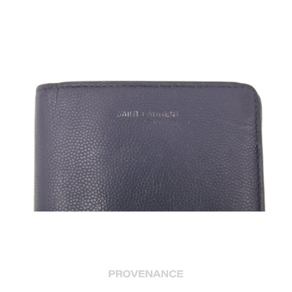 🔴 SLP Zip Long Wallet - Navy Leather