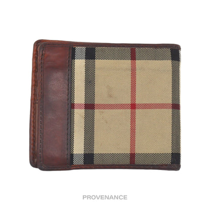 🔴 Burberry Nova Check Canvas Bifold Wallet - Brown